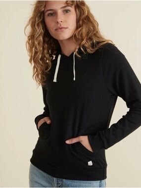 Marine Layer Hoodie Womens Medium Black Sunset Pullover Sweatshirt Kangaroo Logo